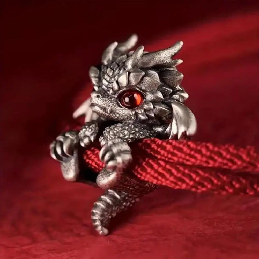 Vintage Red Rope Dragon Bracelet Bangle for Men Women Pullable Adjust Bracelet This Animal Year Good Lucky Jewelry Accessories