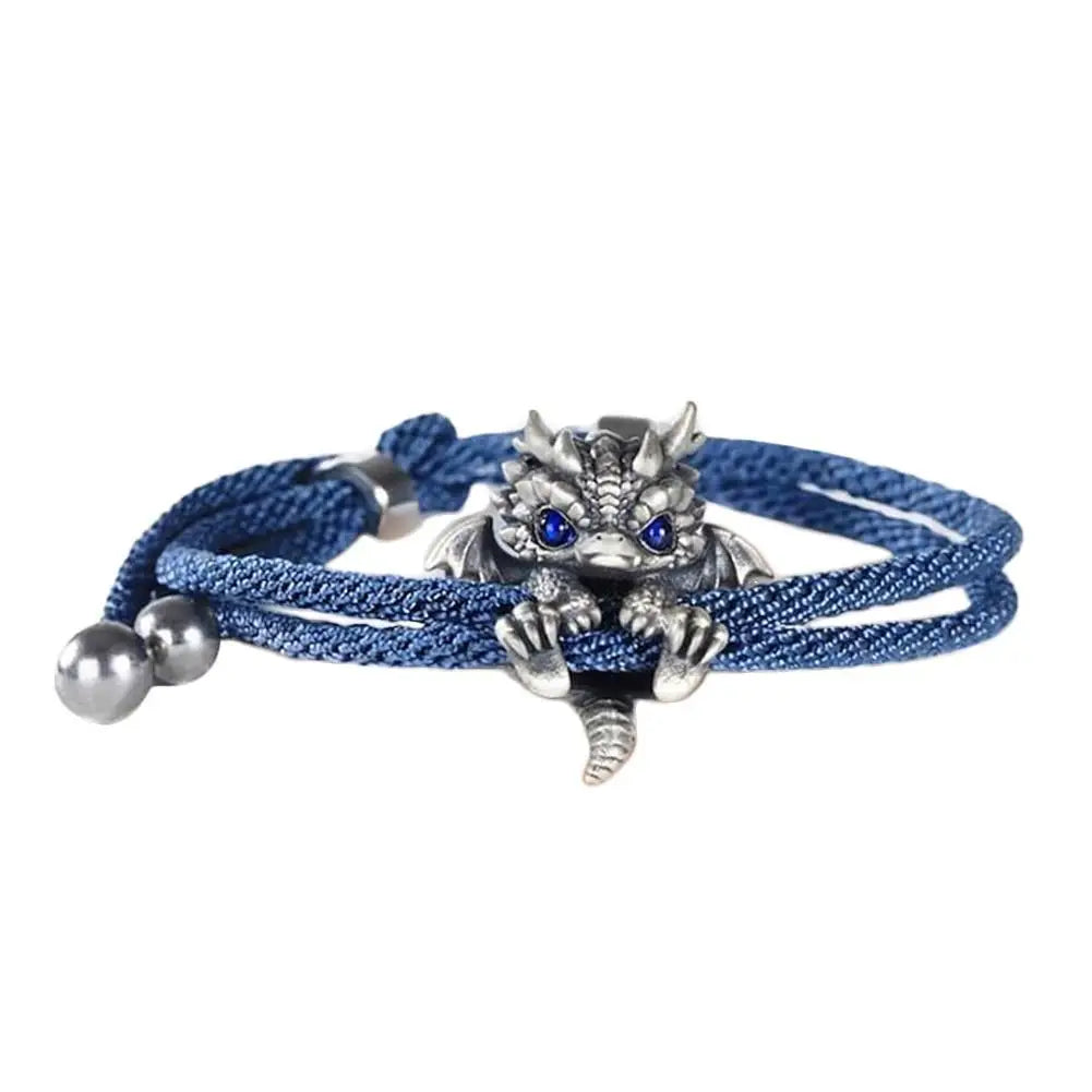 Vintage Red Rope Dragon Bracelet Bangle for Men Women Pullable Adjust Bracelet This Animal Year Good Lucky Jewelry Accessories