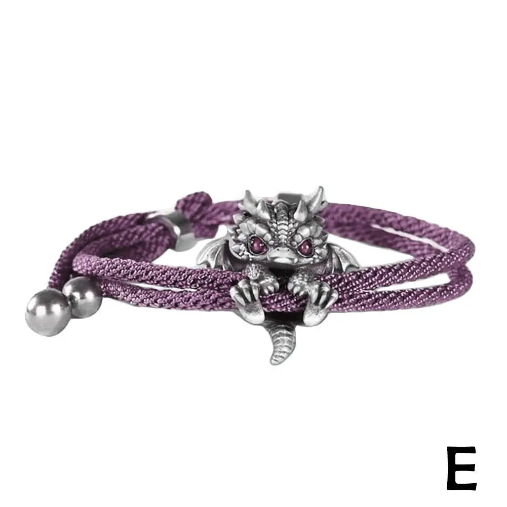 Vintage Red Rope Dragon Bracelet Bangle for Men Women Pullable Adjust Bracelet This Animal Year Good Lucky Jewelry Accessories